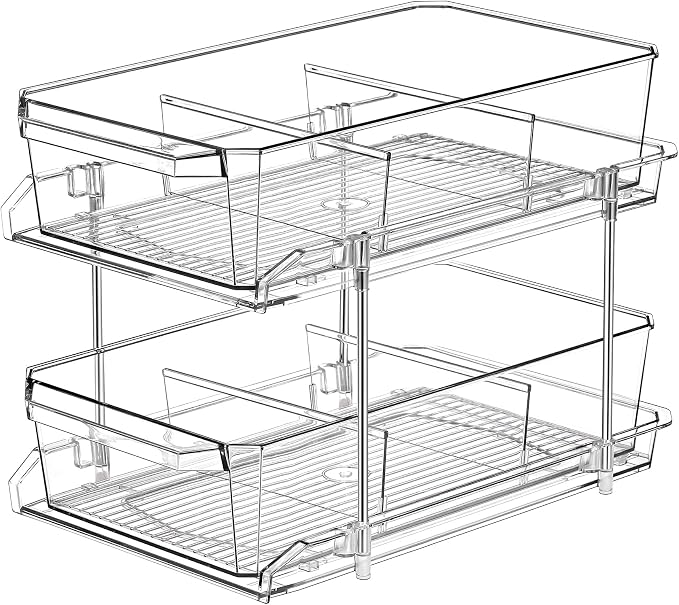2 Tier Clear Organizer with Dividers by MakeLifeBetterEasier