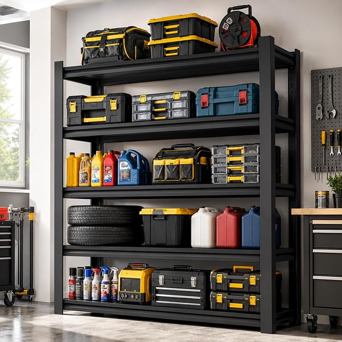 SAWJEC 78" H x 48" W x 18" D Tall Garage Storage Shelves Heavy Duty Unit | 5 by SAWJEC