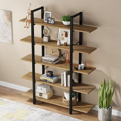 Tribesigns 5-Tier Bookshelf, Vintage Industrial Style Bookcase 72 H x 12 W x - Image 6
