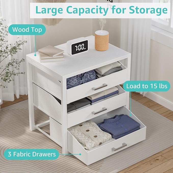BOLUO Closet Drawers White 3 Drawer Dresser - Image 4