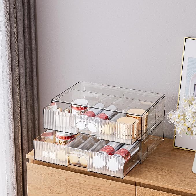 ZHIAI Stackable Storage Drawer, 2 Piece Acrylic Organiser - Image 4