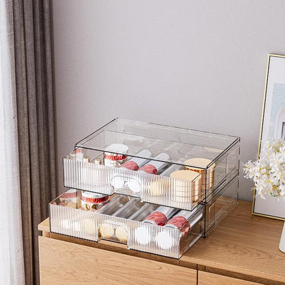 ZHIAI Stackable Storage Drawer, 2 Piece Acrylic Organiser - Image 4
