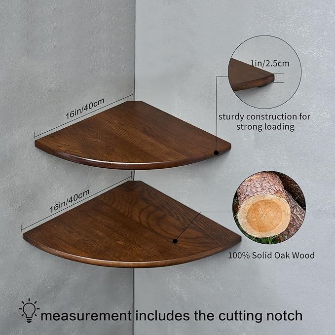 Corner Shelves, Floating Corner Shelf, Round End - Image 5