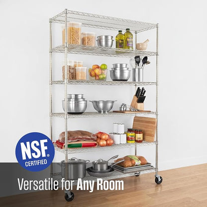 SafeRacks NSF 6-Tier Heavy Duty Steel Wire Rack w/Wheels - Image 5