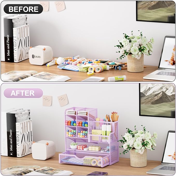 Marbrasse Mesh Pen Holder for Desk, Desk Organizers and Accessories for Office - Image 3
