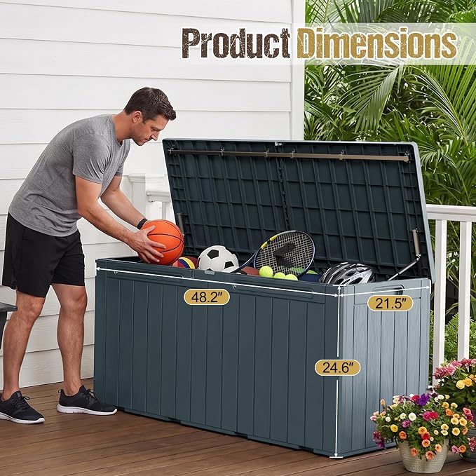 110 Gallon Deck Box Outdoor Indoor Waterproof Storage Box - Image 7