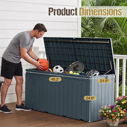 110 Gallon Deck Box Outdoor Indoor Waterproof Storage Box - Image 7