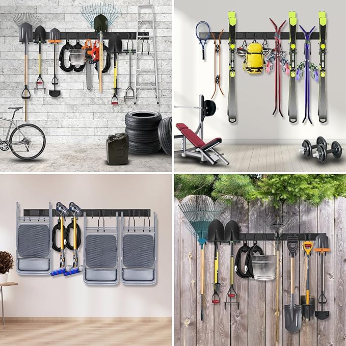 Tool Storage Rack Wall Mount, 64 Inch Adjustable Garden Tool Organizer - Image 6