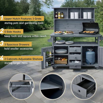 Merax Potting Bench with Stainless Steel top - Image 3
