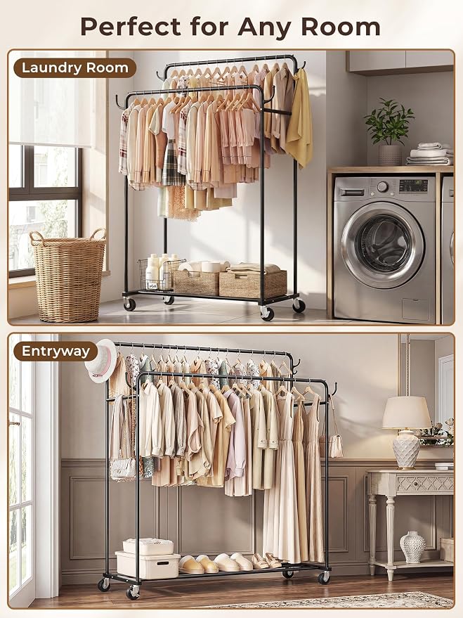 Clothes Rack, Rolling Clothing Rack - Image 7