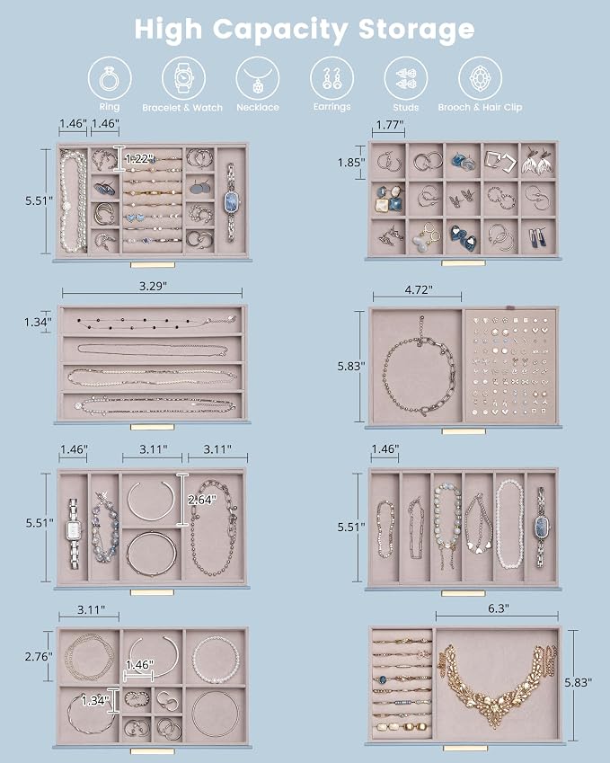 Lolalet Jewelry Box Organizer, 8-Layer Jewelry Organizers and Storage Case - Image 5