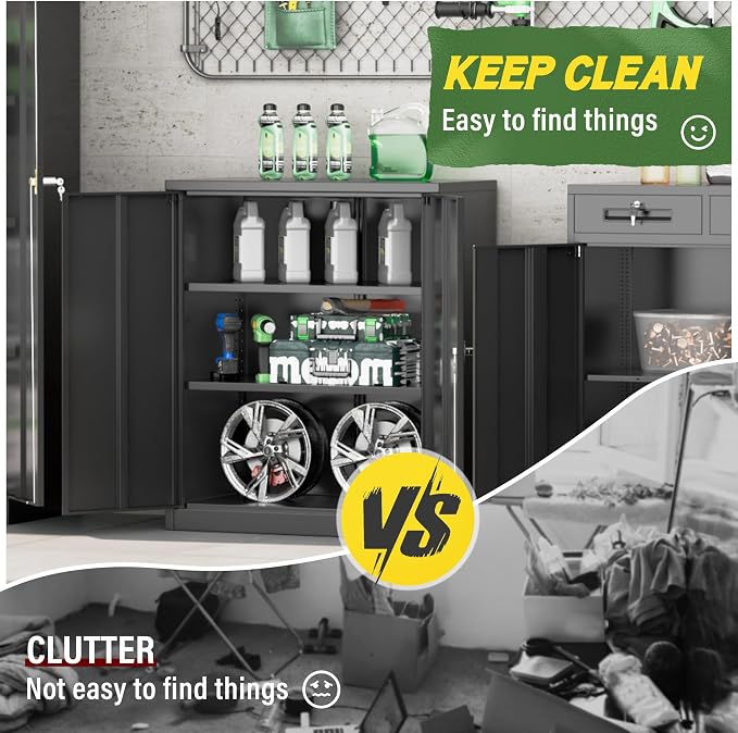 Greenvelly Metal Storage Cabinet, Lockable Storage Cabinets - Image 8