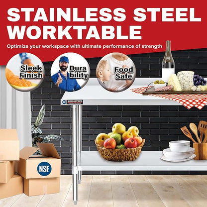 DuraSteel NSF Commercial Kitchen Table - Image 2