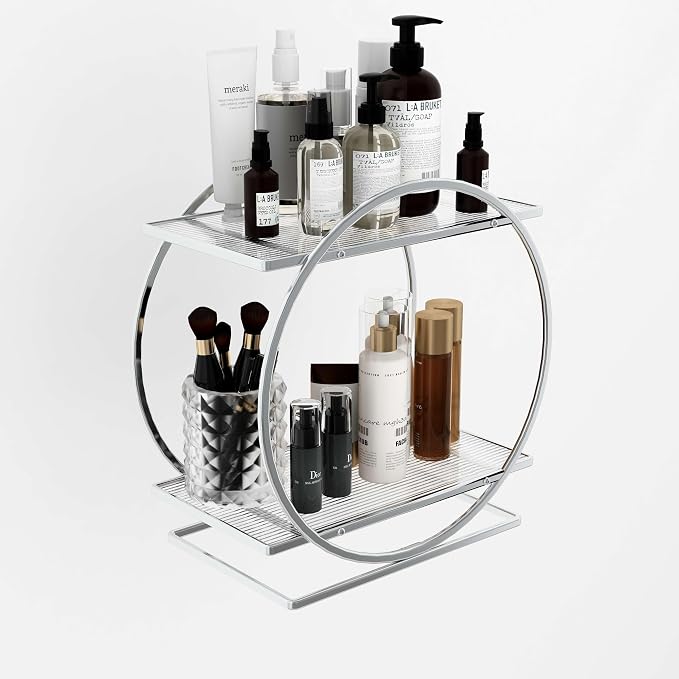 Perfume Organizer for Bedroom Dresser- Sliver Makeup Organizers for Vanity - Image 9