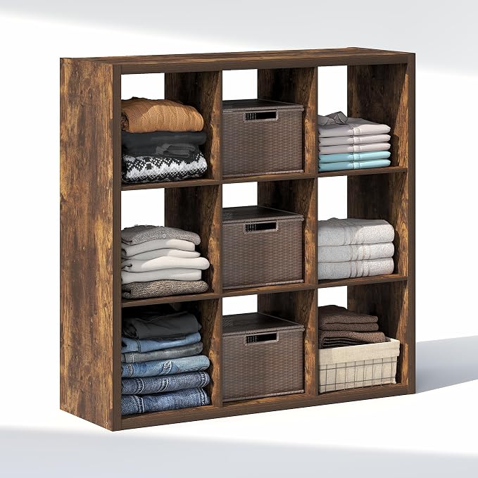 Furinno Cubic Extra Thick 9-Cube Closet Organizers and Storage, Amber Pine | - Image 5