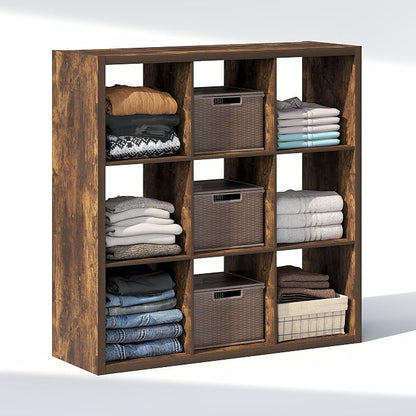 Furinno Cubic Extra Thick 9-Cube Closet Organizers and Storage, Amber Pine | - Image 5