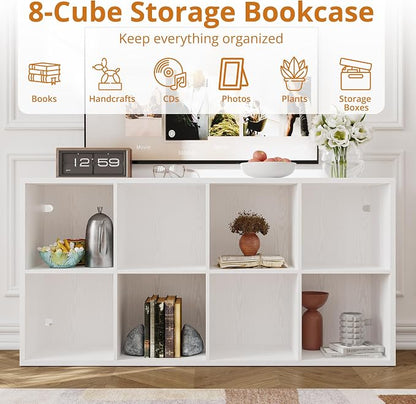 IRONCK Bookshelf, 8-Cube Storage Cube Shelf Organizer, Extra Thick Frame - Image 4
