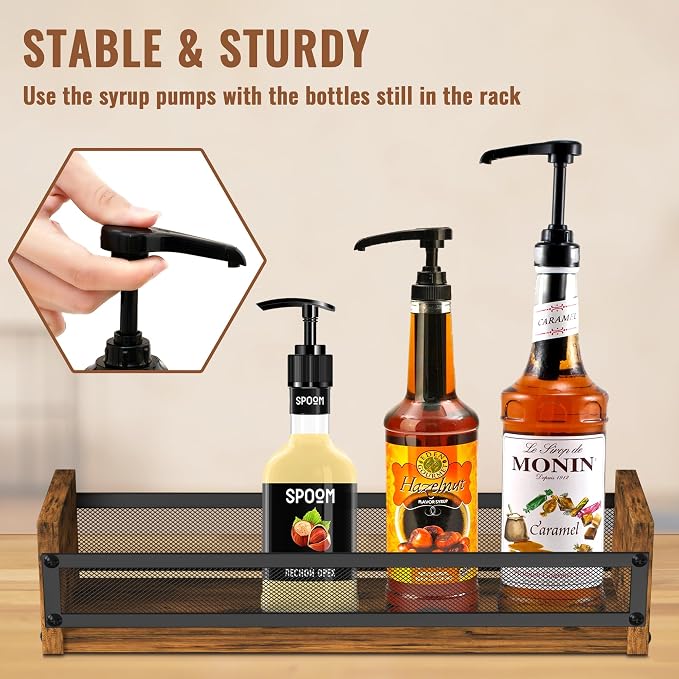 Alyoen Liquor Bottle Display Shelf, Coffee Syrup Rack Organizer, Countertop - Image 5