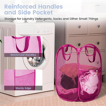 HOUSE AGAIN 2 Pcs Pop Up Laundry Hamper, Strong Mesh Laundry Baskets Collapsible - Image 5