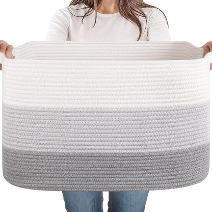 65L Large Storage Basket, Cotton Rope Woven Blanket Basket, Toy Storage by SIXDOVE