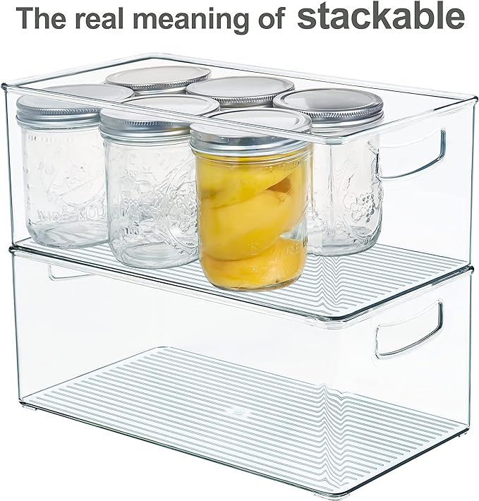 Hudgan 2 Pack Straight Sides Stackable Pantry Organizer Bins - Image 3