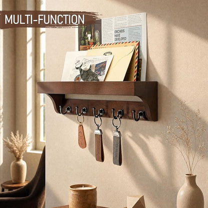 Walnut Wood Key Holder Wall Mount - Image 4