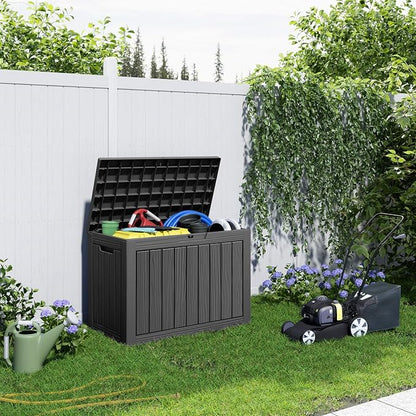 Vixzen 45 Gallon Waterproof Large Deck Box, Lockable Resin Outdoor Storage Box - Image 2