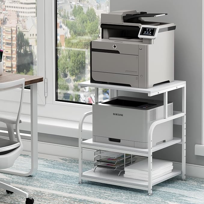 White Printer Stand, 23.6 x18.9 x 30 Inches Big Size Printer Table by Fannova