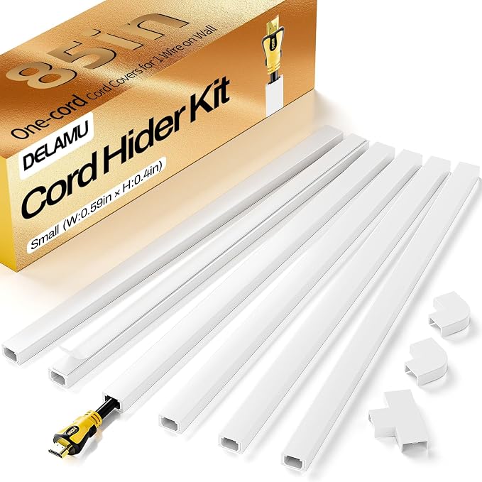 Delamu Cord Hider, Cord Covers for Wires on Wall, One-Cord Cable Hider by DELAMU
