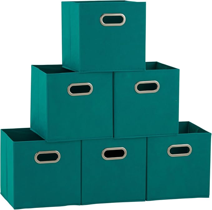 Household Essentials Fabric Storage Cubes 6 Pack – 11x11x11 Foldable Non-Woven by HouseholdEssentials
