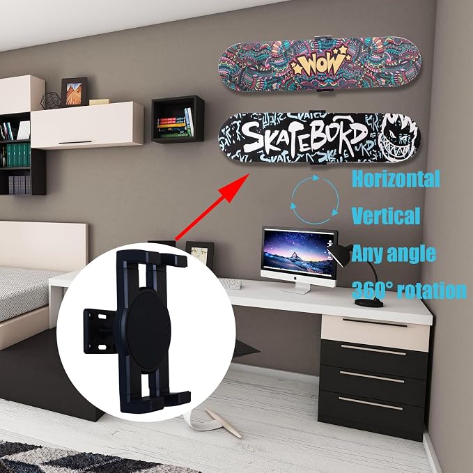 Skate deck wall mount, 360° rotatable skateboard wall mount, Floating Display - Image 6
