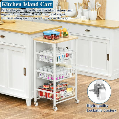 4-Tier Small Kitchen Storage Cart on Wheels - Image 4