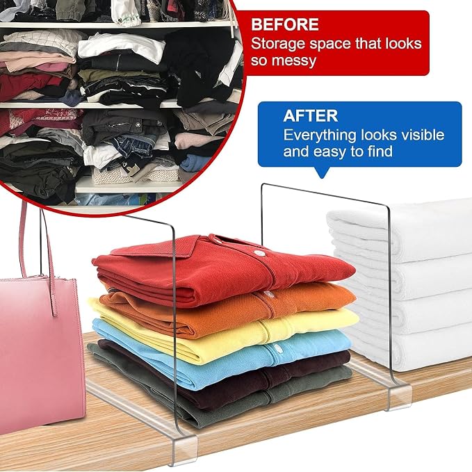 Acrylic Shelf Dividers for Closet Organization 16Pack Closet Shelf Divider - Image 4