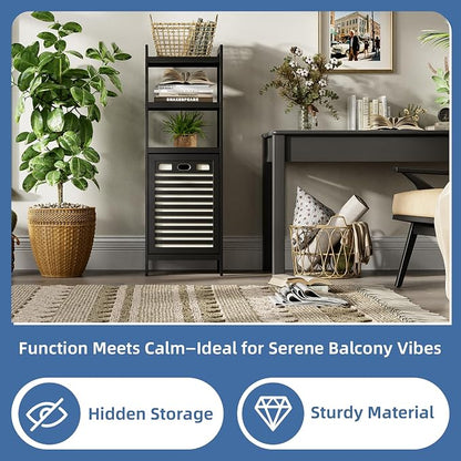 HITNET Tilt Out Laundry Hamper, Bamboo Bathroom Cabinet - Image 5