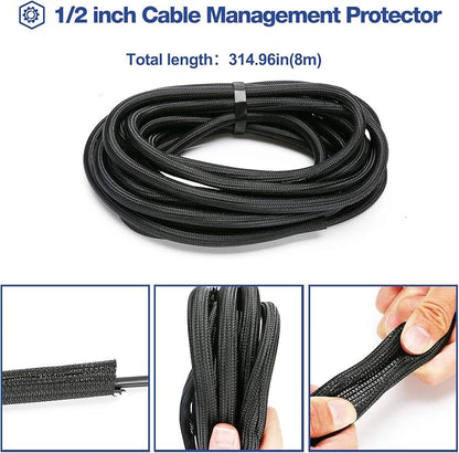 JOTO 26 Feet Cable Management Sleeve -Black | Cord Organizer System - Image 4
