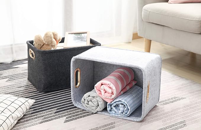 Collapsible Storage Bins Foldable Felt Fabric Storage Basket Organizer Boxes - Image 6