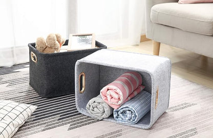 Collapsible Storage Bins Foldable Felt Fabric Storage Basket Organizer Boxes - Image 6