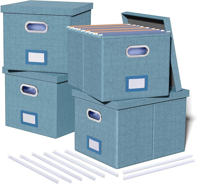 4 Pack File Storage Organizer, Document Organizer, Portable File Box by Oterri