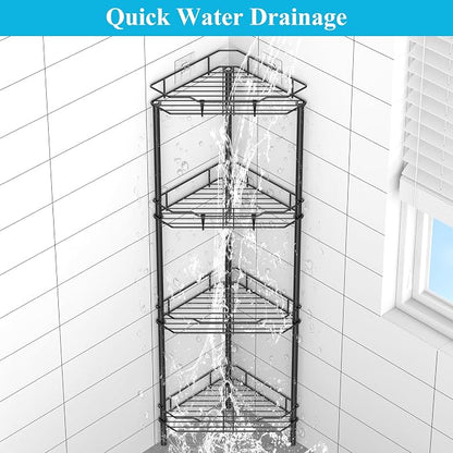 HuggieGems 4 Tier Floor Standing Corner Shower Caddy Organizer Shelf - Image 6
