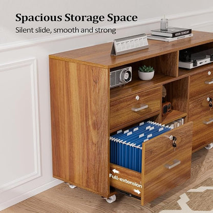 VINGLI Wide 4 Drawer Lockable Rolling File Cabinet - Image 4