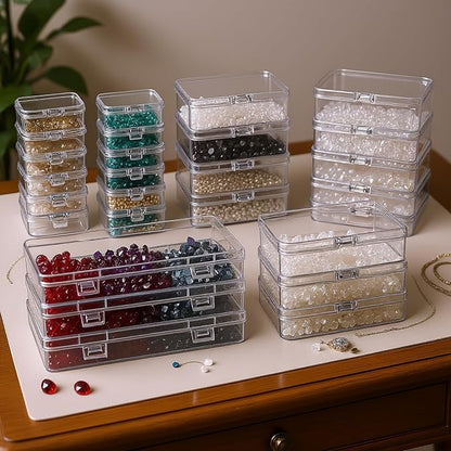 24 Pieces Mixed Sizes Rectangular Empty Mini Clear Plastic Organizer Box | - Image 7