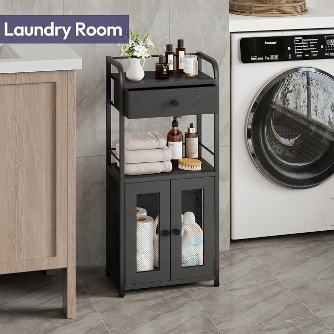 SWTYMIKI 14.57"x32.28" Bathroom Storage Cabinet – Freestanding Toilet Paper - Image 5