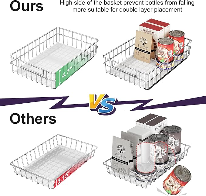 Pull out Cabinet Organizer, Stainless Steel 4-Pack Slide out Drawer - Image 6