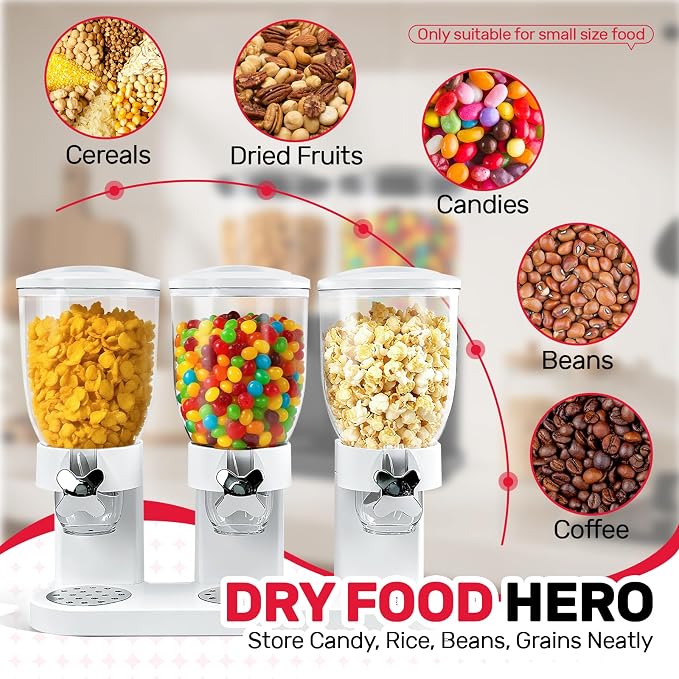 Triple Cereal Dispenser Countertop 2L, Airtight Cereal Containers Storage - Image 6