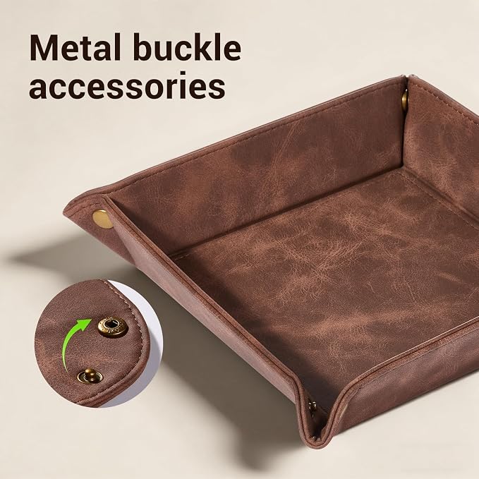 CoBak Leather Valet Tray, Premium PU Leather Catch-All Tray - Image 6