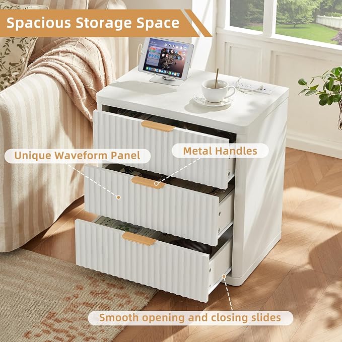 LEYAOYAO 23" Wide Fluted Farmhouse Night Stand Set of 2 - Image 7
