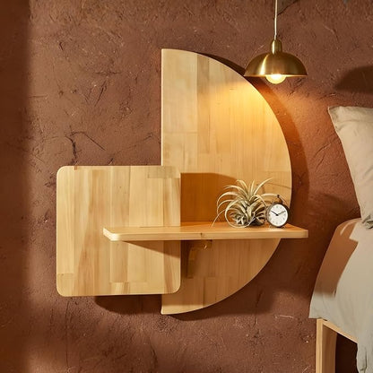 Behomes Soluna Solid Wood Floating Nightstand, Wall Mounted Bedside Nightstand by BehomesFurniture