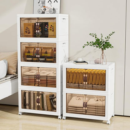 Storage Bins with Lids and Wheels, Collapsible Bathroom Storage Cabinet with - Image 7