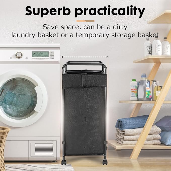 120L Laundry Hamper with Wheels, Rolling Laundry Sorter cart with Metal Frame - Image 7