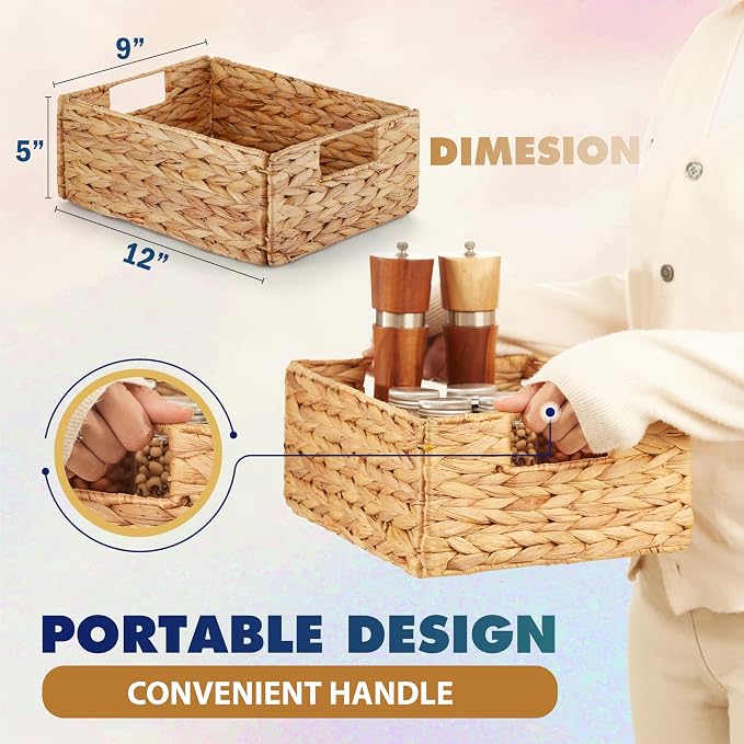 BLUEWEST Water Hyacinth Storage Baskets – Woven Hyacinth Organizer - Image 3
